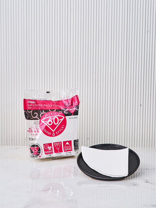 HARIO White V60 Filter Paper VCF-02-100W