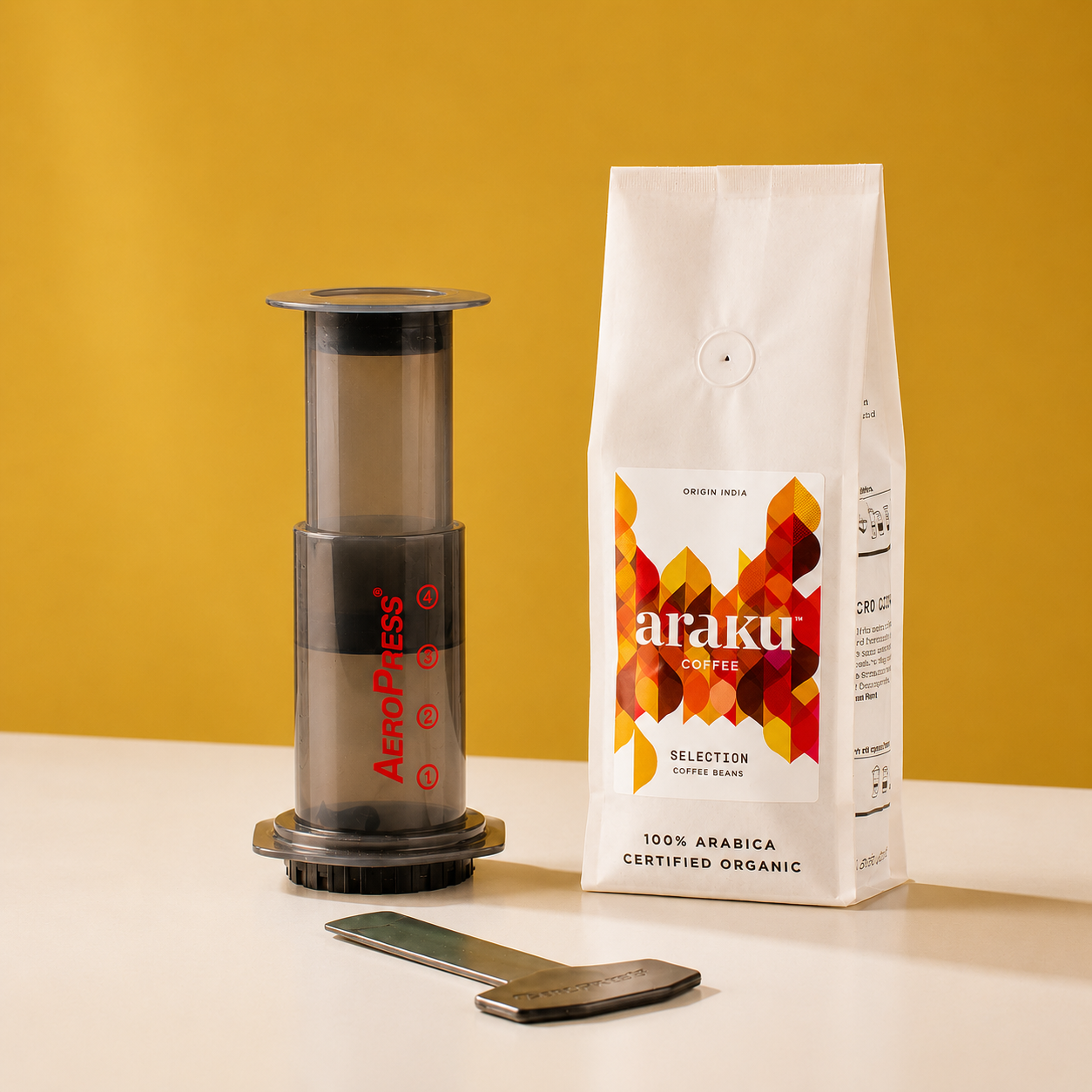 Aeropress coffee maker and selection