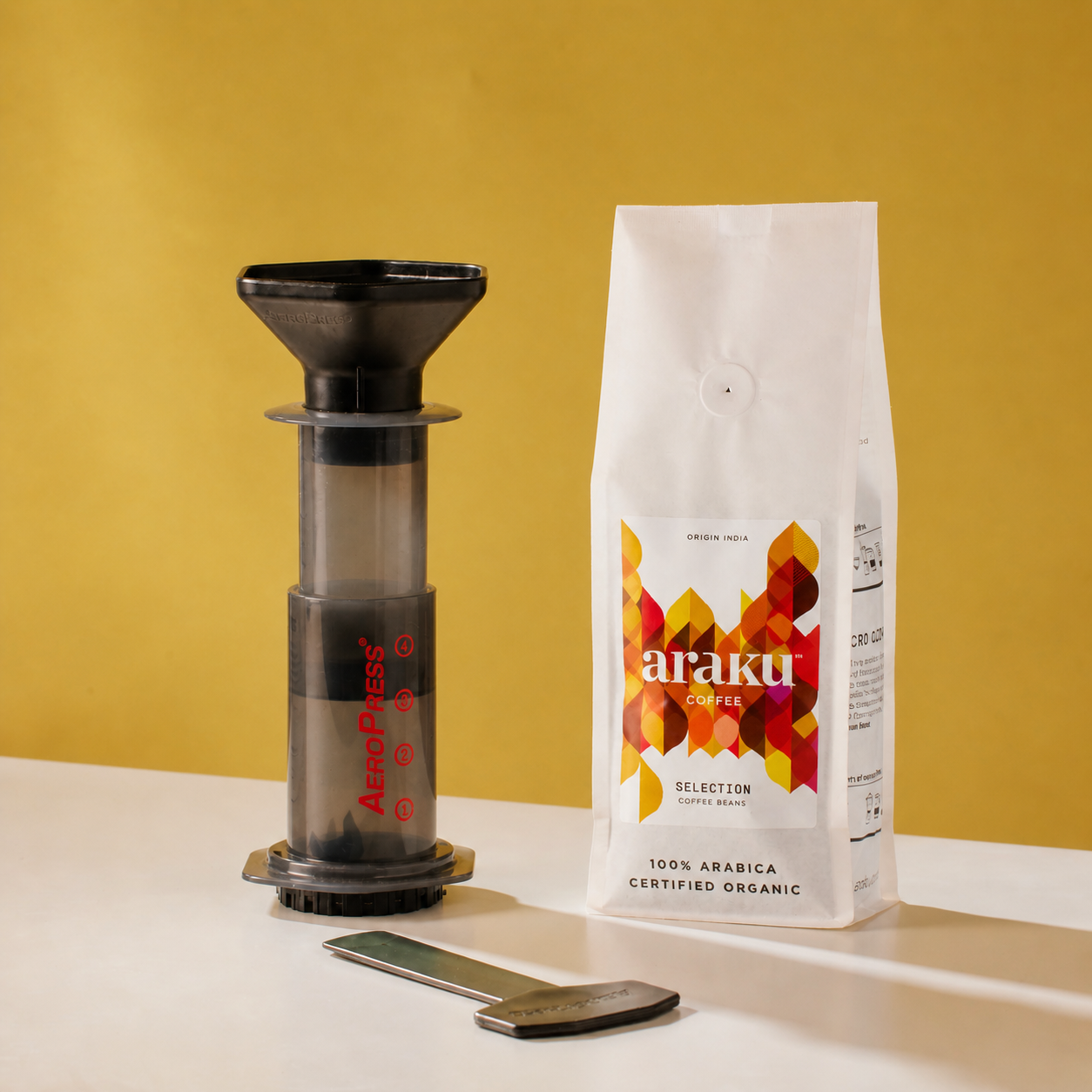 Aeropress coffee maker and selection